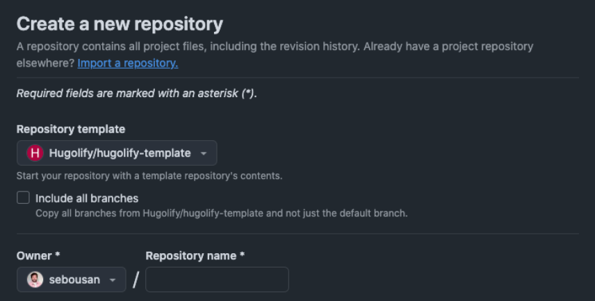 screenshot of Github