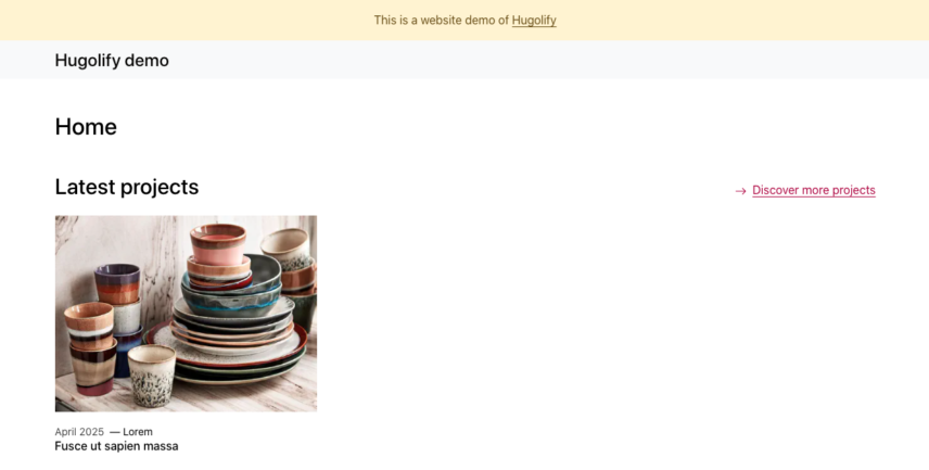 screenshot of Hugolify website