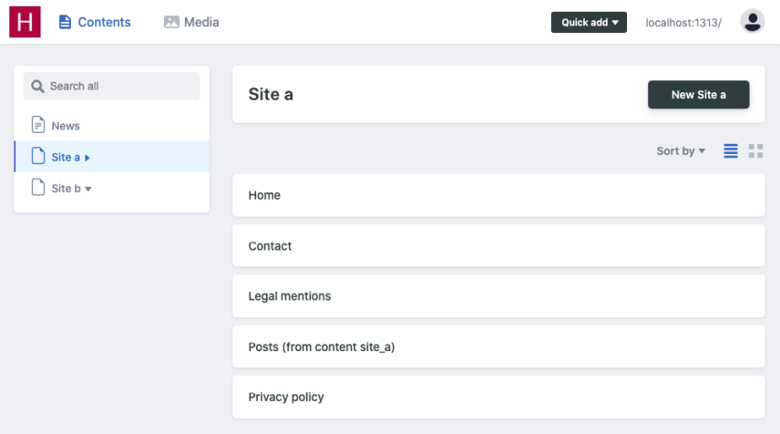 screenshot of Hugolify admin